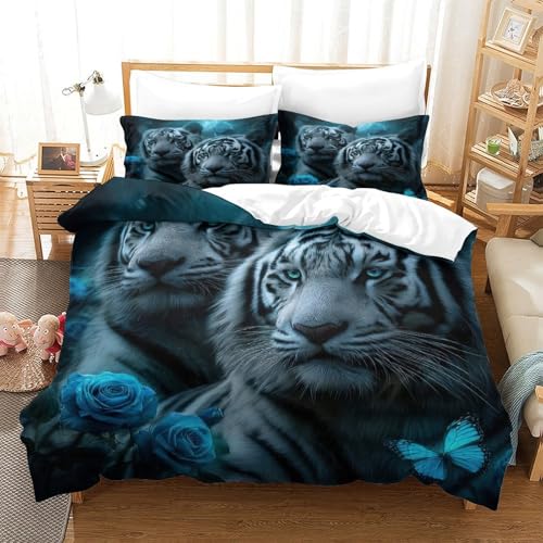 Housse de couette tigre blanc hypoallergénique avec fermeture éclair - 3