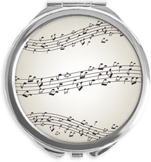 Elegant Black Music 5-le Staff Hand Compact Mirror Round Portable Pocket Glass