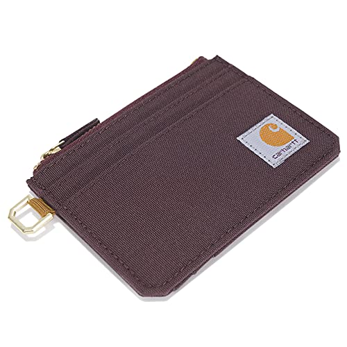 Carhartt Womens Wallet, Rugged Leather And Canvas For Women, Available In Multiple Styles & Colors Wallet, Nylon Duck Zippered (Deep Wine), One Size Us #TOP3