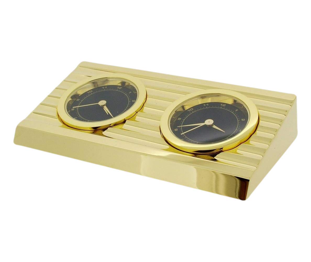 Buy Imperial Clocks GTP 2 Time Zone ?Wedge? Goldtone Plated On Solid