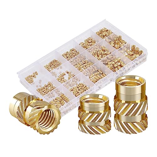 Wanjorlay Assortiment de 350 pièces d'inserts filetés avec filetage intérieur et écrous moletés métriques, insert chauffant en laiton