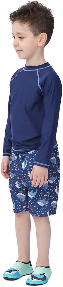 KAKU NANU Long Sleeve Rash Guard Boy Kids UPF 50+ Swim Shirts