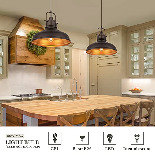 Zeyu 17.7 Inch Farmhouse Pendant Light For Kitchen Island, Large Ceiling Hanging Light With Metal Dome Shade, Oil Rubbed Bronze Finish, 016-1M Orb #TOP3