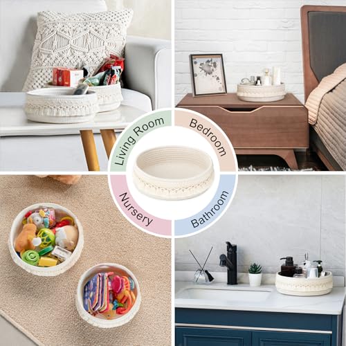 Mkono Macrame Boho Woven Decorative Rope Basket for Perfume and Cosmetics Storage - Cosy Home Interiors Mkono Macrame Boho Woven Decorative Rope Basket for Perfume and Cosmetics Storage - Image 4