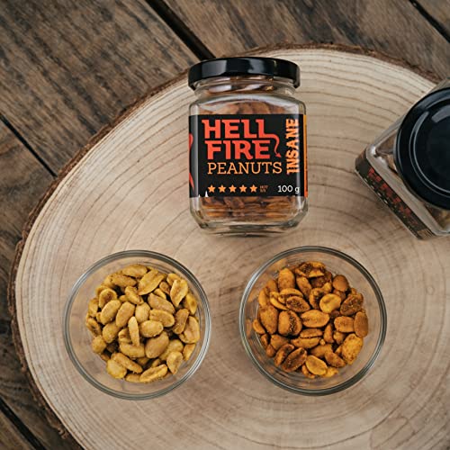 Hellfire Peanuts Insane 100 g – Extrem Scharfe Erdnüsse mit Carolina Reaper – Crunchy Snack für Mutprobe & Chili Challenge – I LOVE SPICY
