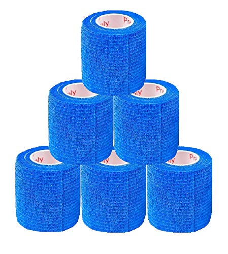 Prairie Horse Supply Vet Wrap Tape Bulk, Self Adherent Wrap Tape Stick Bandage, Grip Roll 2 Inches Wide x 15 Feet Long 6 Rolls - Blue