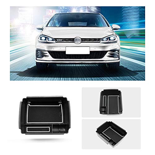 RUIYA Consola central con reposabrazos personalizada para 2016 2017 2018 Golf 7, bandeja de almacenamiento, organizador de consola, bandeja de inserción, accesorio para el automóvil