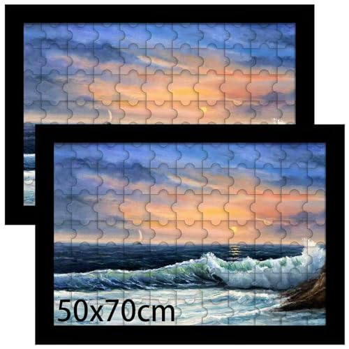 Image of LUCKYLIFE 19.7x27.6 Puzzle Picture Frame, Wall Hanging Poster Frames, Display Pictures 19.7 x 27.6 without Mat, Pack of 2, Black