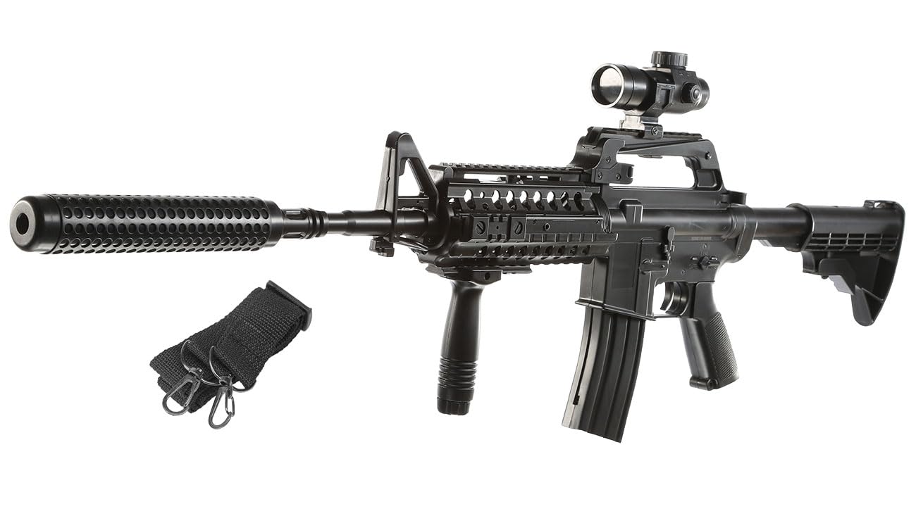 Softair Wellfire M4 CASV mit Schalldämpfer Springer unter < 0,5 Joule Maschinen- Sturm- Gewehr Waffe