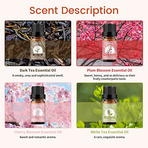 Yethious White Tea Essential Oil Cherry Blossom Essential Oil Aromatherapy Oil For Diffuser, Fragrance, Soap Candle Making 10Ml - White Tea, Dark Tea, Cherry Blossom, Plum Blossom Gift #TOP1
