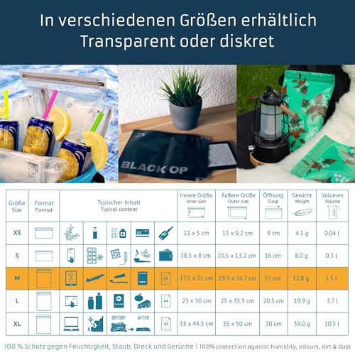 Noaks Bags, 5er-Pack, wasserdichte Beutel, IPX8, Luft- und Geruchsdicht, Reise-Organizer, Packsack