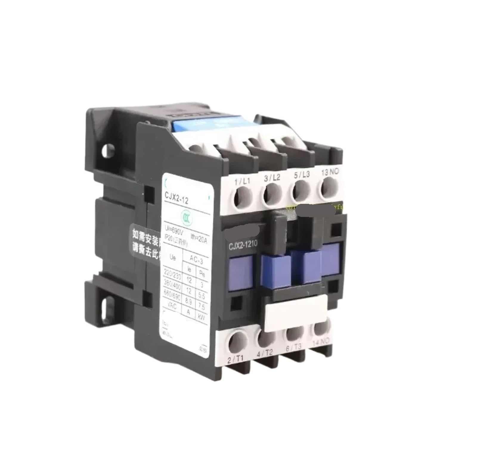 HUUOQIWY CJX2 LC1 AC contactor Three-Phase Coil Voltage 380V 220V 110V 36V 24V Rail 1NO 1NC LC1D 9A 12A(Cjx2-1210,380V)