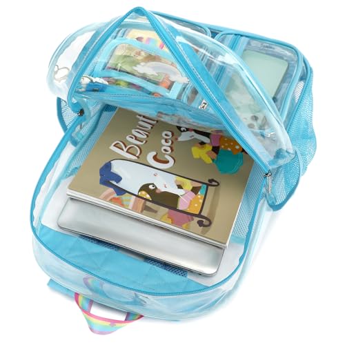 Clear Backpack for Boys Girls Men Women, Heavy Duty PVC See Through Transparen Backpacks for School, Stadium, Concert (Sky Blue)3