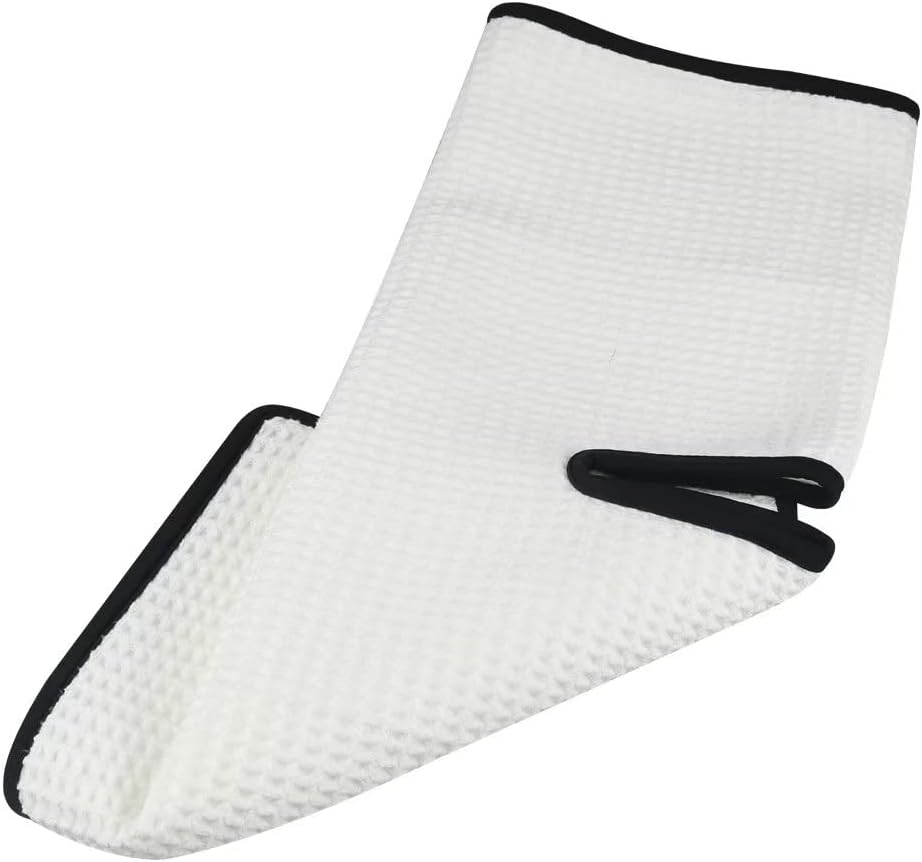 CRAFTSMAN GOLF Golf Towel 31"x 19" with 8" Center Slit, Waffle Pattern Golf Cleaning Towels for Golf Bags White