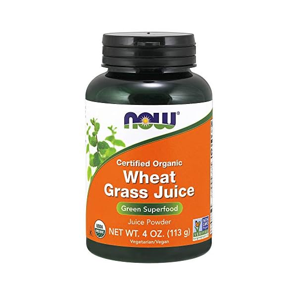 NOW Supplements, Certified Organic and Non-GMO, Wheat Grass Juice Powder,Green Superfood, 4-Ounce