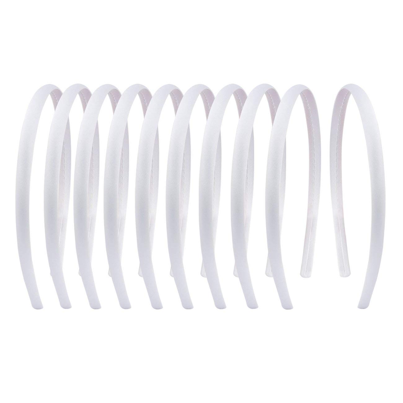 20 PCS 1 CM White Plain Satin Headbands Fabric Hard Head Bands Solid Color White Hoop DIY Craft