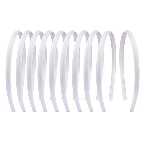 20 diademas de satén blanco liso de 0.4 in, bandas de tela dura para la cabeza, aros blancos de color sólido, bandas para el cabello para