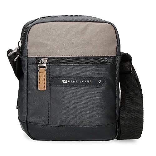 Pepe Jeans Cardiff Bandolera Mediana Negro 17X22X6 cms Poliéster y PU