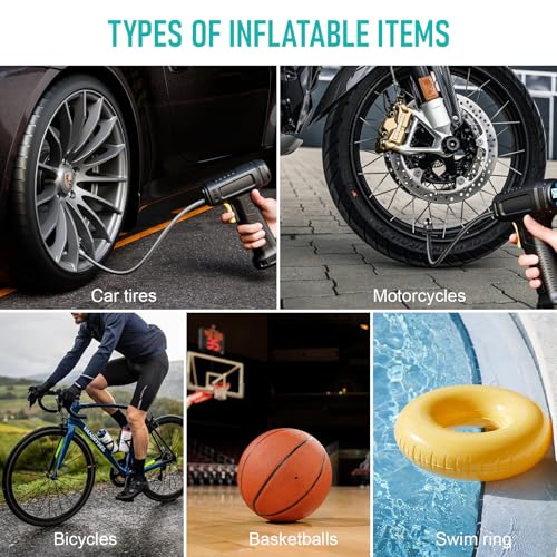 Tire Inflator Portable Air Compressor, 150PSI Automatic Tire Pump with LED Flashlight with Digital Pressure Gauge - Thumbnail 7