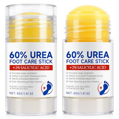 60% Urea Fußpflegestift - Behandlung von rissigen Fersen und Hornhaut 2% Salicylsäure-Peeling-Balsam schnell einziehende Feuchtigkeitscreme für trockene Füße 2pcs