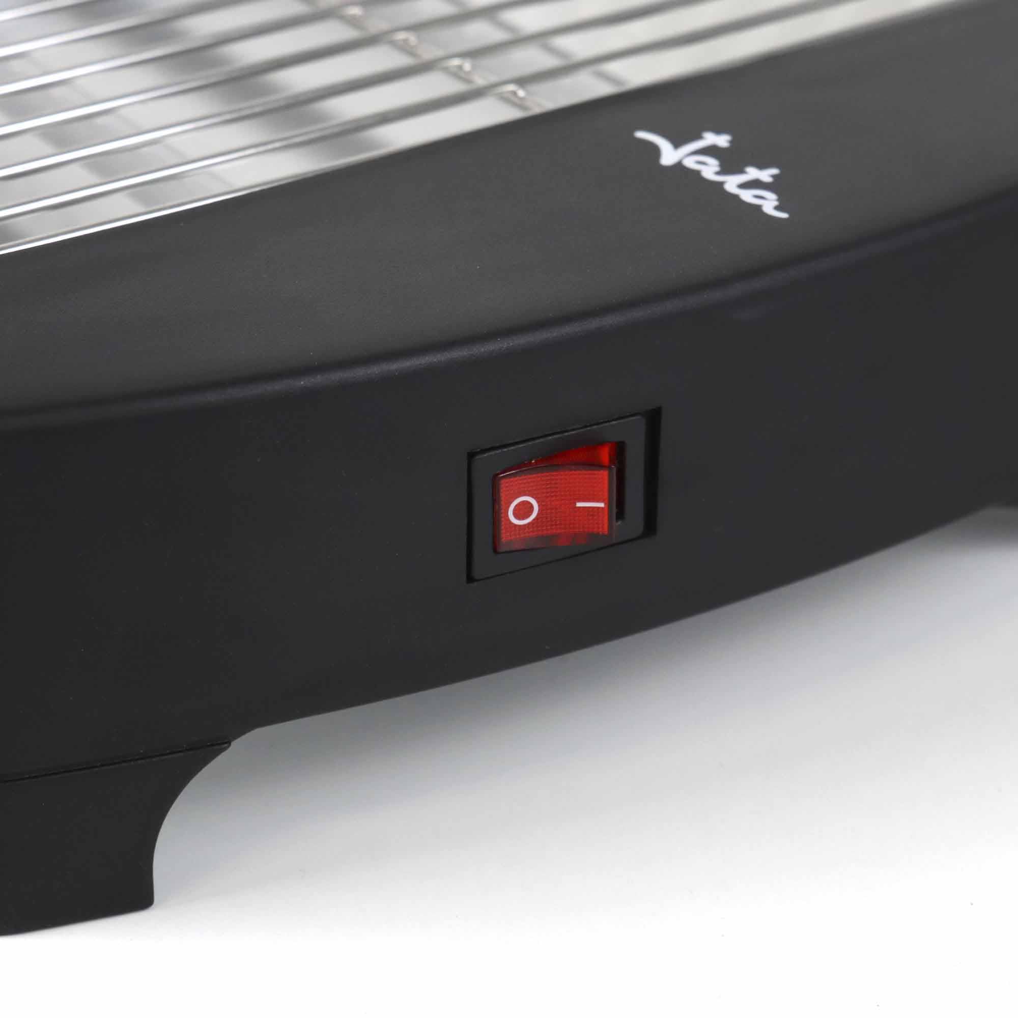 JATA JETT1587 - Tostadora Horizontal 400 W con Barras de Cuarzo, Tostador Plano de Gran Superficie, Laterales Acero Inoxidable, Bandeja Recogemigas Extraíble