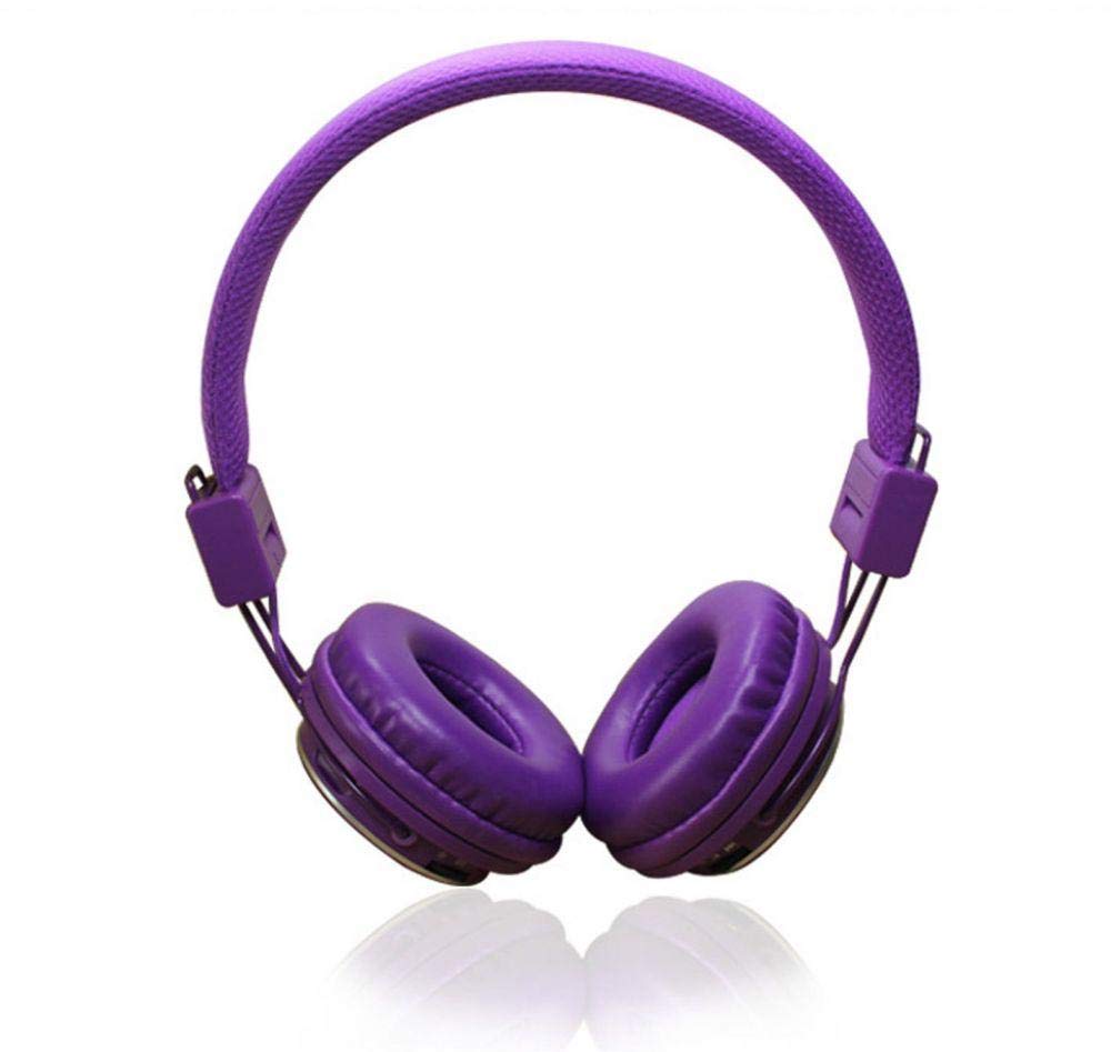 IcomeNIA Adjustable Wireless FM Micro MP3 Player Headphone Headset For phones PCs (Purple)