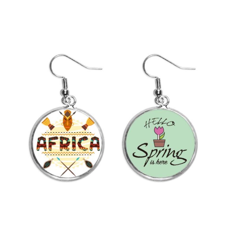 Pendientes de primavera con tótem africano y texto elegante de metal para mujer 5