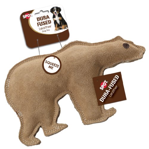 SPOT By Ethical Products Dura-Fused Leather Interactive Durable Dog Squeak Toy for Large and Small Dogs - Bear - Large