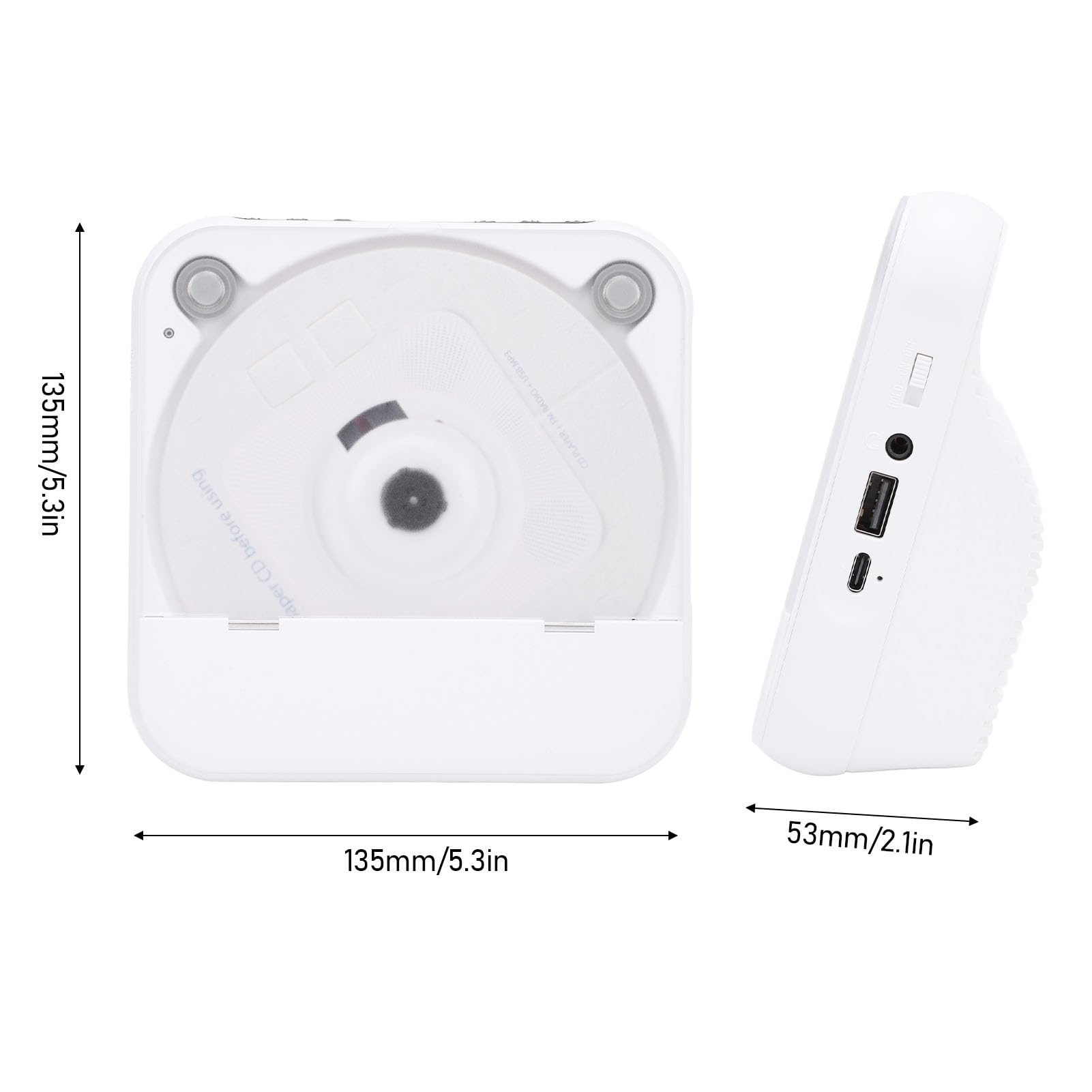 KUIDAMOS Lettore CD Portatile Bluetooth con Telecomando per la Riproduzione Domestica di più Dischi Design Elegante Batteria da 2000 MAh (Bianco)