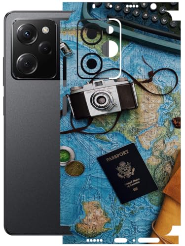 Image of AtOdds - Full Body Back Screen Guard Protector Film - Lamination Wrap Skin Sticker Compatible with Poco X5 PRO (5G) | Scratchproof Matte Finish (Travel Map)