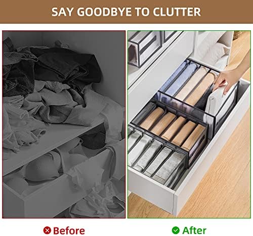 TOSHISON 3 Pcs Wardrobe Storage Clothes Organizer Visible Mesh Clothes Drawer Organisers Foldable Washable Storage Box for Jeans, Skirts, Leggings, T-shirts(9 grids)
