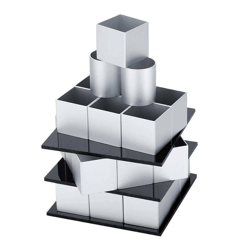 Strnek 3D Metal Cube Cake Chocolate, Three-Layer Rotation Mousse Cake Dessert Bake DIY Baking Magic Mousse Cake