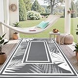 Wendbarer Campingteppich in Grau und Weiß, wasserfester...