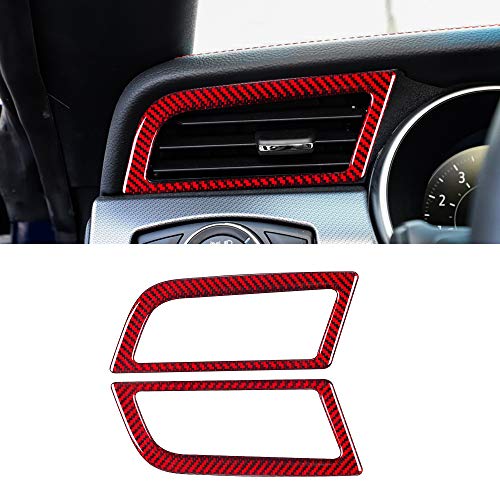 ramuel Compatible with Carbon Fiber Dashboard Air Conditioner Vent Outlet Covers Trim Interior Accessories for Ford Mustang 2015 2016 2017 2018 2019 2022 (2pcs Red)