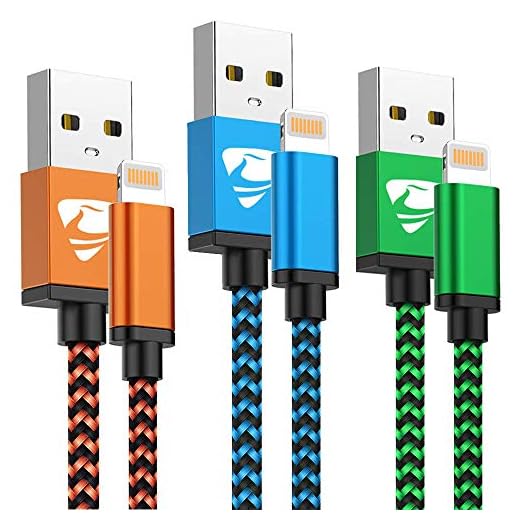 Câble iPhone Chargeur iPhone [2m/Lot de 3] Cable Lightning USB Original MFi Certifié Cordon iPhone Nylon Tressé Fil Solide Charge Rapide pour iPhone 13 12 Pro Max 11 XR XS X 8 7 6s 6 Plus Se 2020 iPad