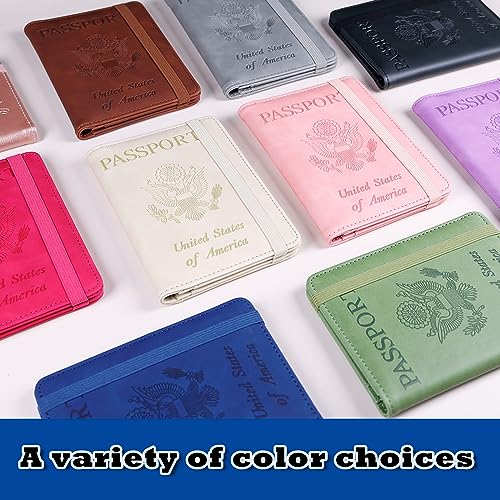 Image of Melsbrinna Premium Leather Passport Holder Covers Case, Waterproof Rfid Blocking Travel Wallet Passport Holder with Pen Holder, Cute Passport Book for Women /Men