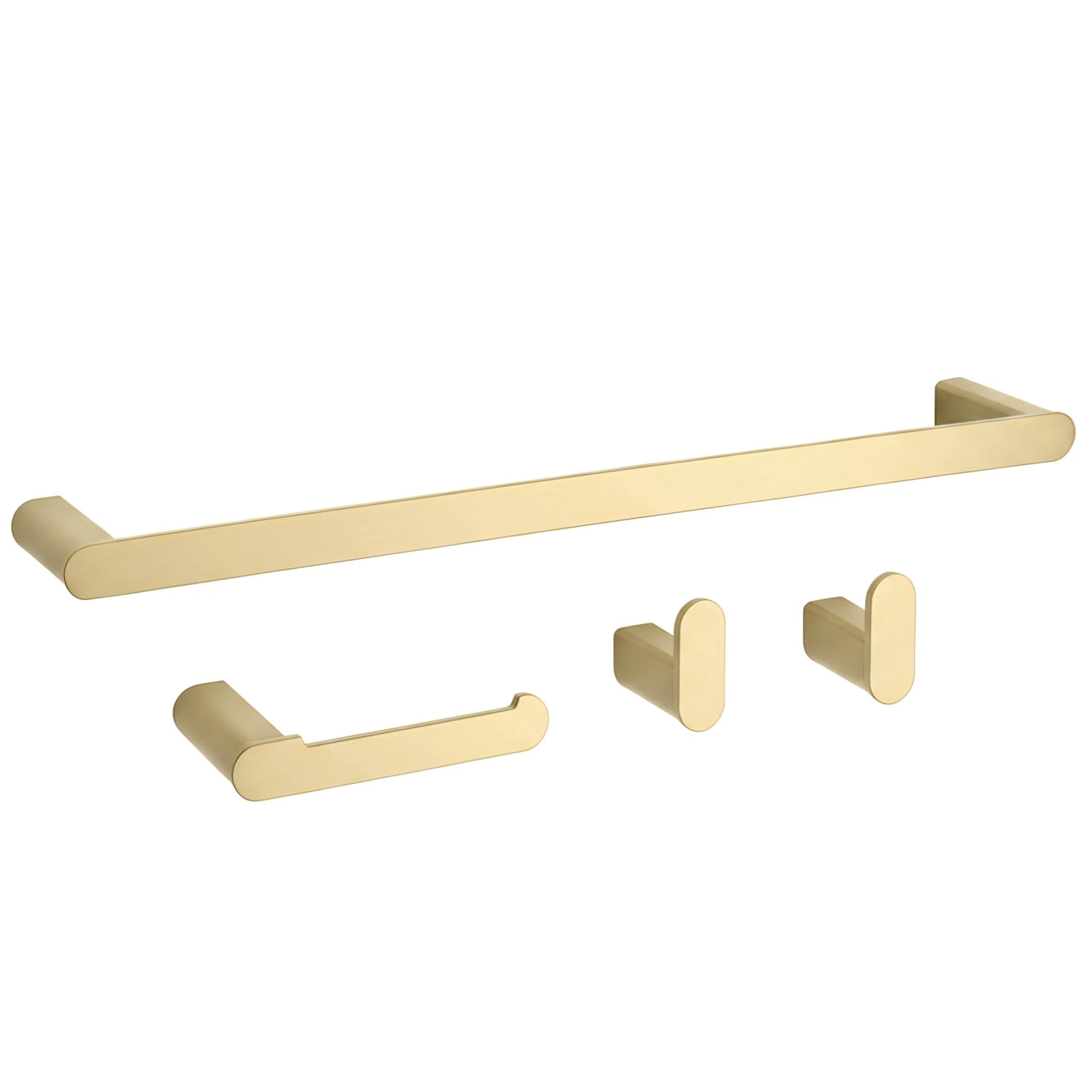 Rea - Badezimmer-Accessoire-Set l 4-teilig MATI - Gebürstetes Gold - Metall - 60x6,8x3 cm