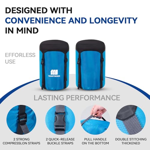 Compression Stuff Sack for Sleeping Bag,Blue 16L/20L/29L Water Resistant Ultralight Lightweight Nylon Space Saving Gear Sleeping Bag Storage Sack for Camping, Hiking, Travel, Outdoor, Backpacking