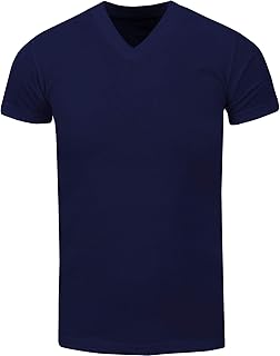 Men's Heavyweight Cotton T Shirt – Basic 6.2 Ounce Short Sleeve V Neck Plain Tee Top Tshirts Regular Big and Tall Size