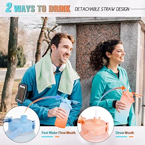 AOHAN 2 Litre Water Bottle with Straw , Motivational Sports Water Bottle with Time Markings , Large Water Bottle BPA Free, Leak Proof , Drinks Bottle for Gym,Running,Camping,Outdoor Sports