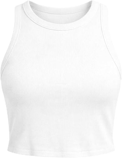 Women's Sleeveless Crop Top, Black Ribbed Tank Top, Summer Casual Fitted Free Size