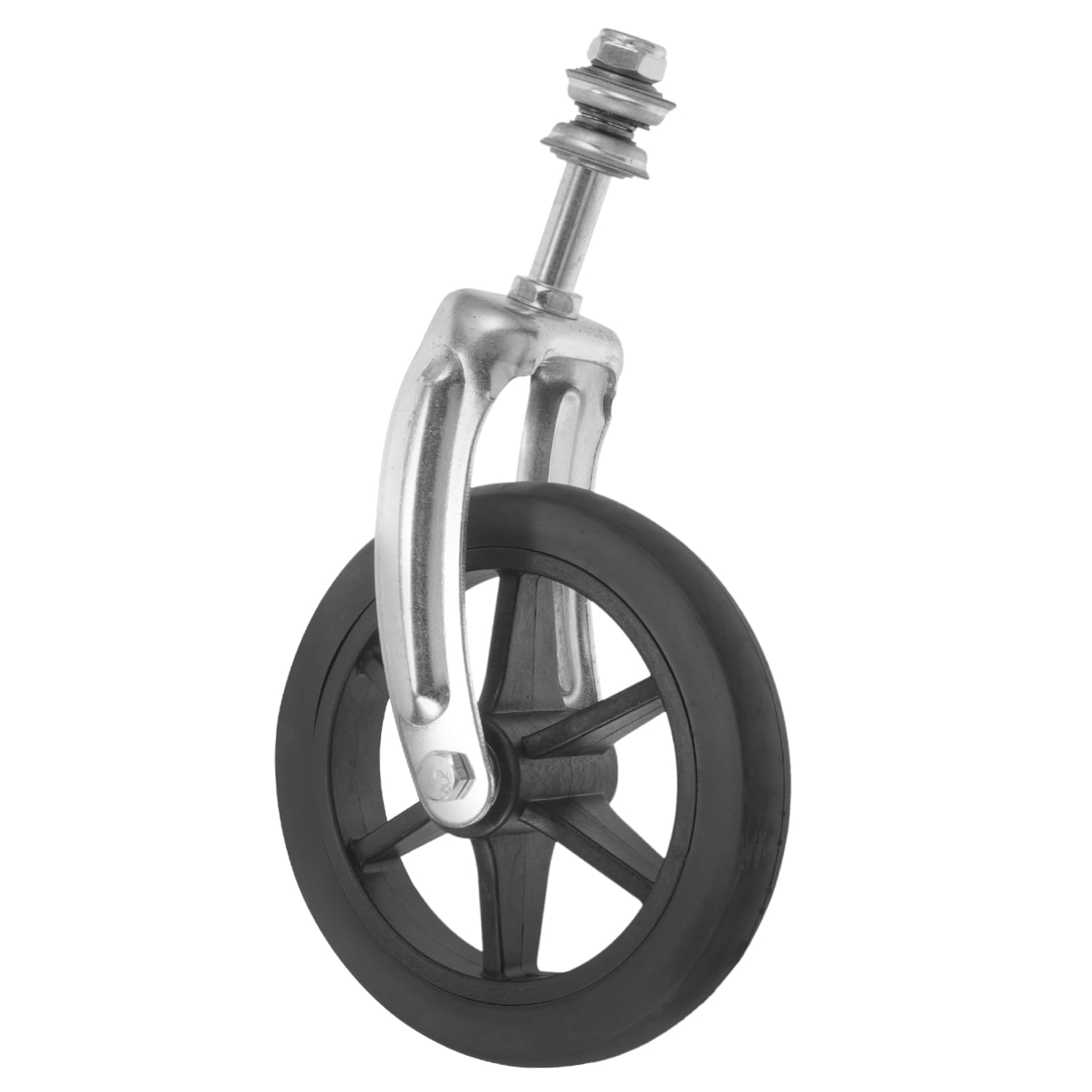 Rueda Delantera para Silla de Ruedas con Soporte y Rodamiento | 1 Juego, Tubo de Acero y Goma, Horquilla Frontal con Bracket, Repuesto para Movilidad