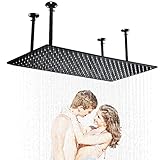 HOMEDEC Luxury Large Ceiling Rectangle Rainfall Shower Head, 16x32inch High Pressure Rain Showerhead with Silicone Nozzles Full Body Fixed...