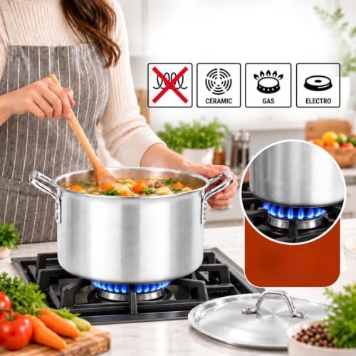 20 Litre Cookware Deep Stockpot Soup Pot Saucepan Cooking Pan Stew Catering - Image 2