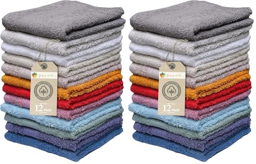 Image of Extra Soft Wash Cloths, 13 inchx13 inch Wash Rags, Washcloths 24 Pack