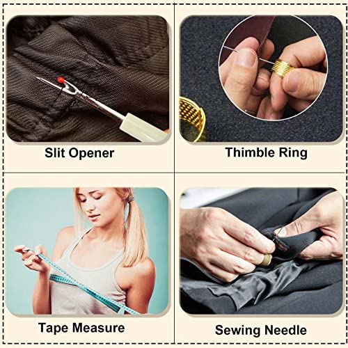 Needle Threaders Kit,29 Pcs Needle Threaders for Hand Sewing Machine Needle Threader Tool with Tape Measure/Beading Yarn Needles/Easy Threaders for Embroidery Floss/Thimble Ring/Loop Turner Clips