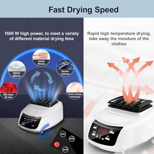 Portable Clothes Dryer, Electric Clothes Dryer Fast Drying, with Time Setting Function, 3-Speed Temperature Adjustment, for Underwear, Shirt, Towel