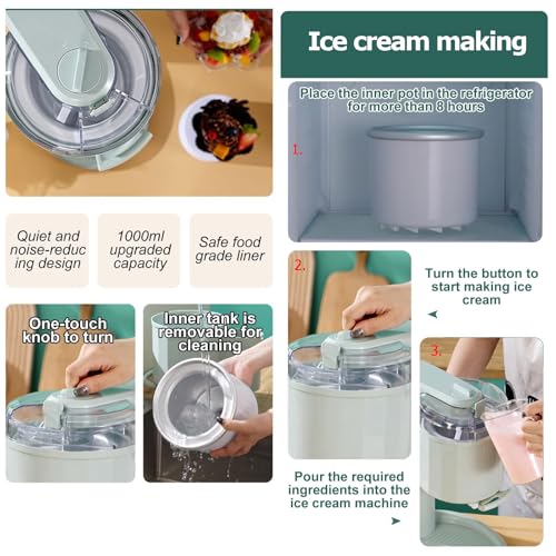 Soft Serve Ice Cream Maker und Desserthersteller 20W Haushalt Eismaschine Eismaishersteller -Spender 1000 ml schnell hergestellt in 10 minuteshy Simple One Push -Betrieb – Bild 4