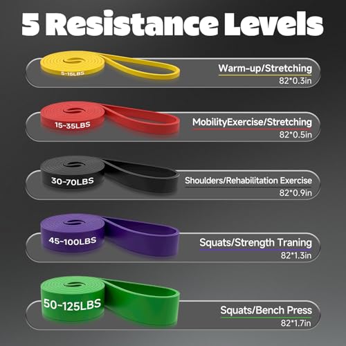 Adostob Resistance Bands Set with Door Anchor, Multi-Levels Pull Up Assistance Bands, Exercise Bands for Working Out, Stretching, Muscle Training, Physical Therapy (Men/Women)