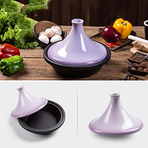 Ceramic Tagine Pot Enameled Cast Iron Tangine With Lid|Home 27Cm Cast Iron Pot For Different Cooking Styles And Temperature Settings (Color : Purple) #TOP1